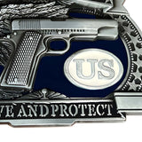 Amerikansk bæltespænde “Serve and Protect” – model Dutyshield