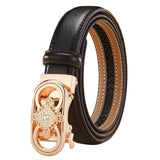 Automatisk bælte i læder med dobbelt ring og strass – model Selmara