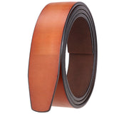 Cognac / 95 cm Bælterem i læder 3,5 cm uden huller med retrofinish – model Orsen