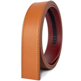Orange / 115 cm Bælterem i læder 3,5 cm uden huller – model Arix