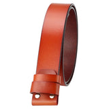 Cognac / 95 cm Bælterem i læder 3,8 cm ensfarvet med dobbelte stropper – model Herion