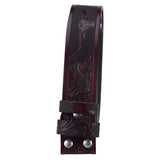 Mørkebrun / 100 cm Bælterem i læder 3,8 cm i western-stil – model Dakoro