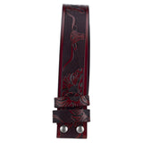Mørkerød / 100 cm Bælterem i læder 3,8 cm i western-stil – model Dakoro