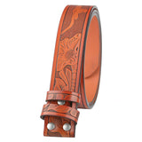 Orange / 100 cm Bælterem i læder 3,8 cm i western-stil – model Dakoro