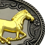 Bæltespænde med gylden hest i galop – model Goldrush