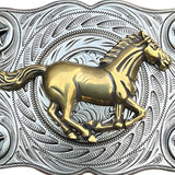 Bæltespænde med hest i galop – model Silverplain