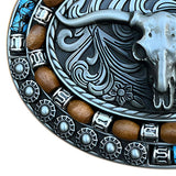 Bæltespænde med longhorn-hoved og turkis – model Turqhorn
