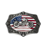 Bæltespænde med motorcykel og amerikansk flag – model Stray