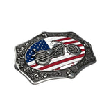Bæltespænde med motorcykel og amerikansk flag – model Stray