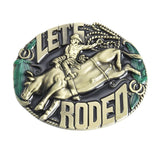 Guld Bæltespænde med westernmotiv og rodeoscene – model Rodeo