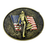 Bæltespænde med westernmotiv og USA-flag – model Ryan