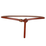 Brun / 95 cm Bindebælte i læder med vintage præg og gylden detalje – model Haven