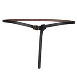 Sort / 95 cm Bindebælte i læder med vintage præg og gylden detalje – model Haven