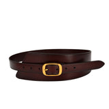 Mørkebrun Bredt bælte til taljen i glat læder med gyldent spænde – model Silvanna