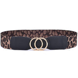 Leopard / 70-85 cm (Elastisk) Kjolebælte med høj talje og dobbelte gyldne ringe – model Orelia
