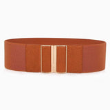 Cognac / 65-85 cm (Elastisk) Kjolebælte med høj talje og ekstra bred silhuet – model Talmera