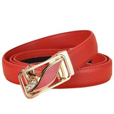 Læderbælte til kvinder med automatisk spænde og smykkelook – model Ilyra