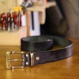 Læderbælte til kvinder med patineret finish og retropræg – model Elise