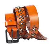 Orange / 100 cm Nittebælte med dekorative nitter og perledetaljer – model Virexon