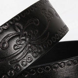 Western bælte i læder med floralt spænde – model Avelin