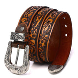 Cognac / 95 cm Western bælte til dame inspireret af Far West – model Farena